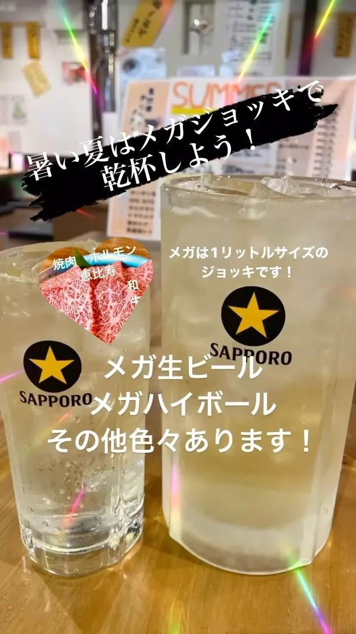 メガジョッキあります！メガ生ビール！メガハイボール！他にも色...